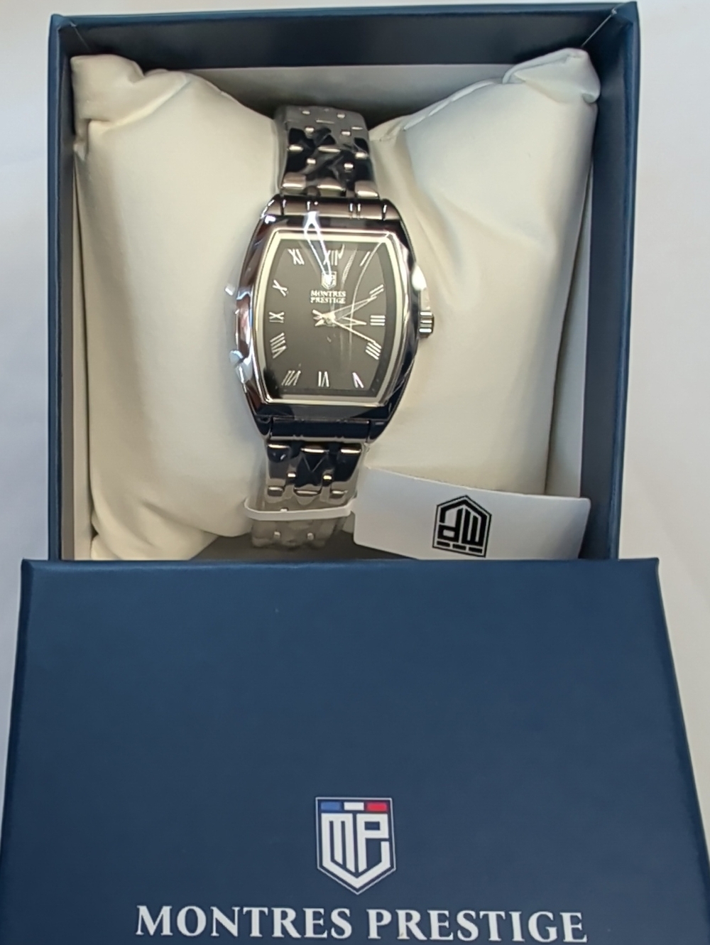 NWT Women's Montres Prestige Classic Tonneau Stainless Steel Watch - Black Dial